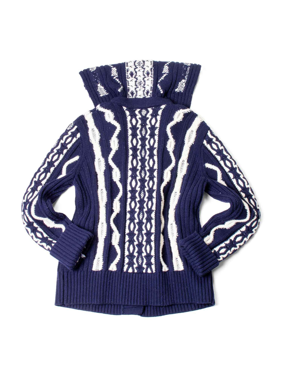 Chanel Cable Knit Cashmere Sparkly Nautical Cardigan Blue White