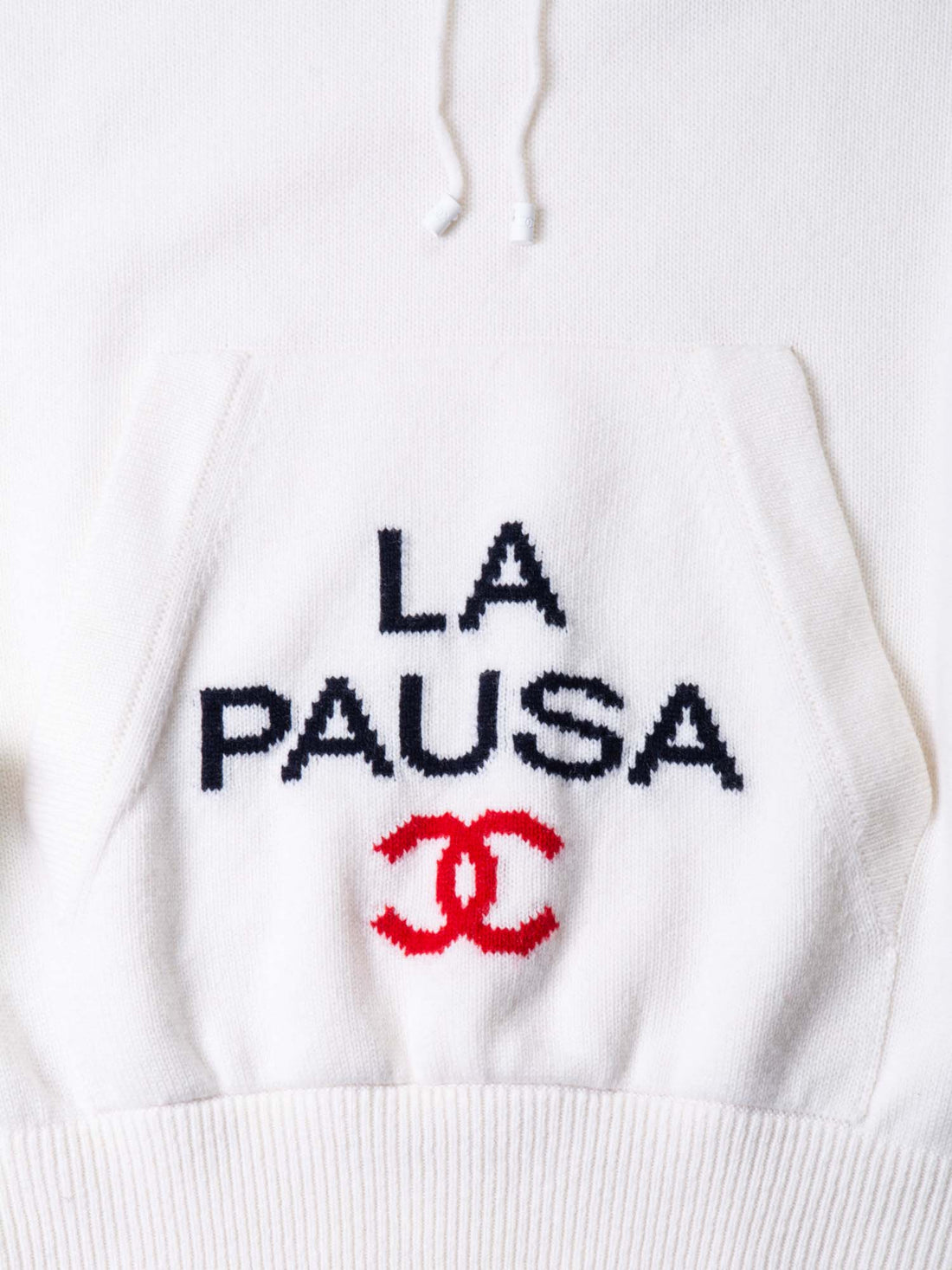 Chanel Cashmere CC Logo La Pausa Hooded Oversized Sweater White