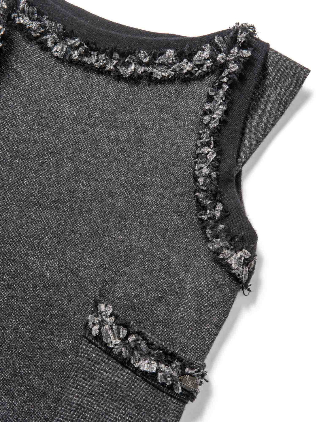 Chanel Cashmere Silk Fringe Dress Heather Grey