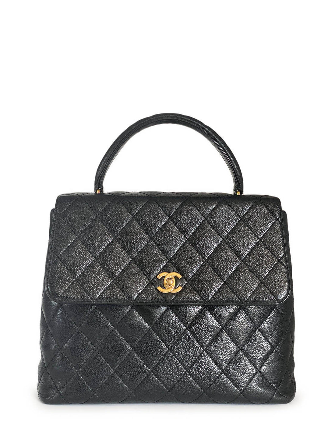 Chanel Caviar Quilted Large Coco Handle Flap Bag Black