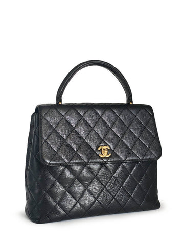 Chanel Caviar Quilted Large Coco Handle Flap Bag Black