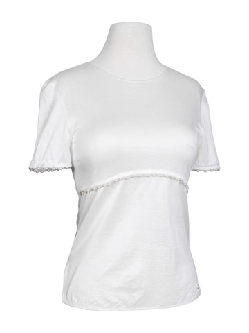 Chanel Cotton Pearl Fringe Top White