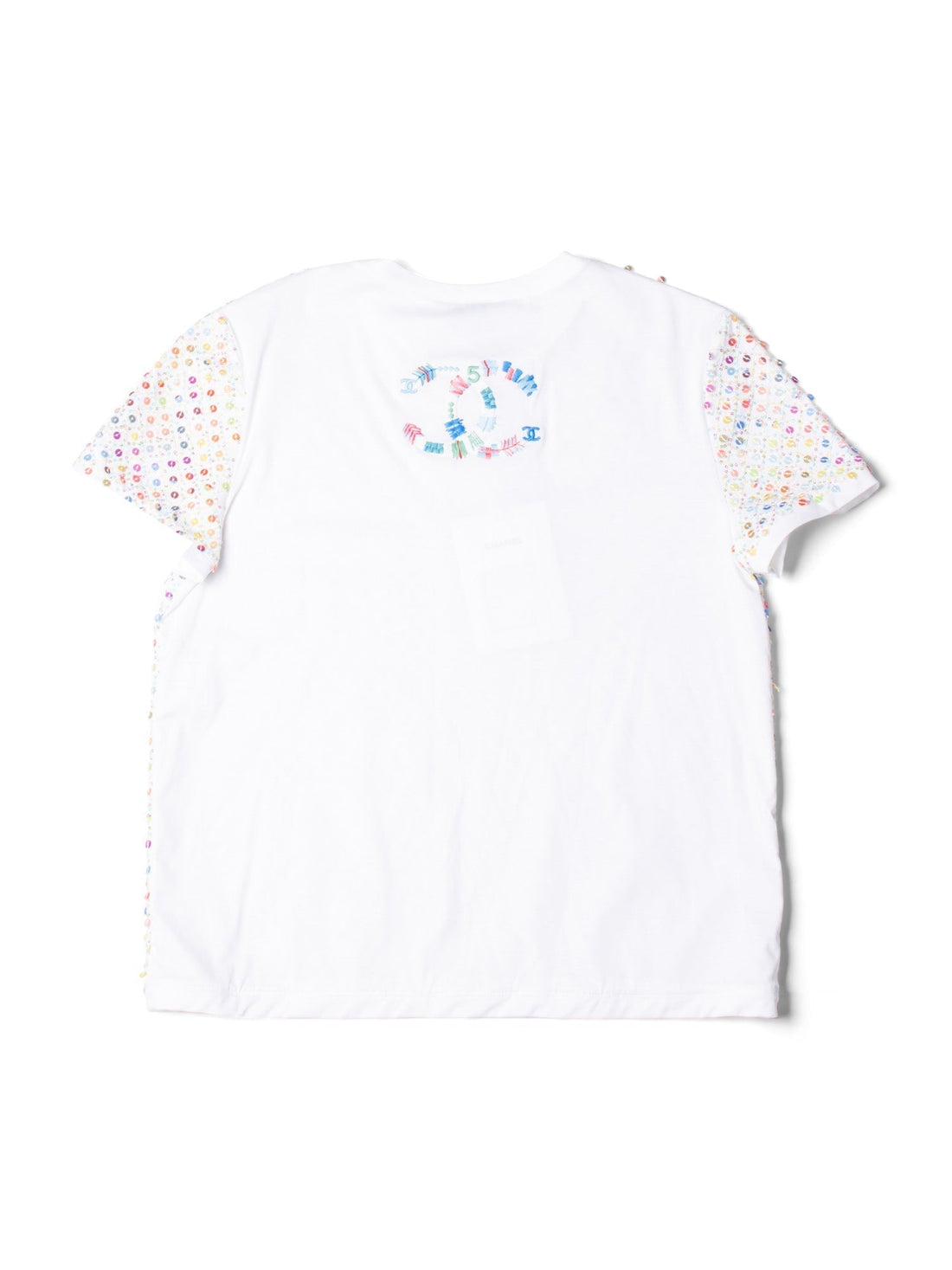 Chanel Cotton Sequin CC Logo La Pausa Top White