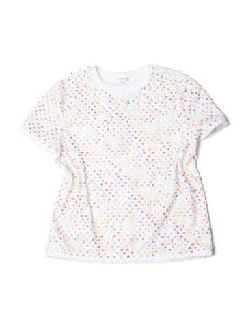 Chanel Cotton Sequin CC Logo La Pausa Top White