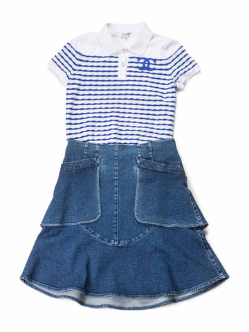 Chanel Denim CC Logo Midi Skirt Blue