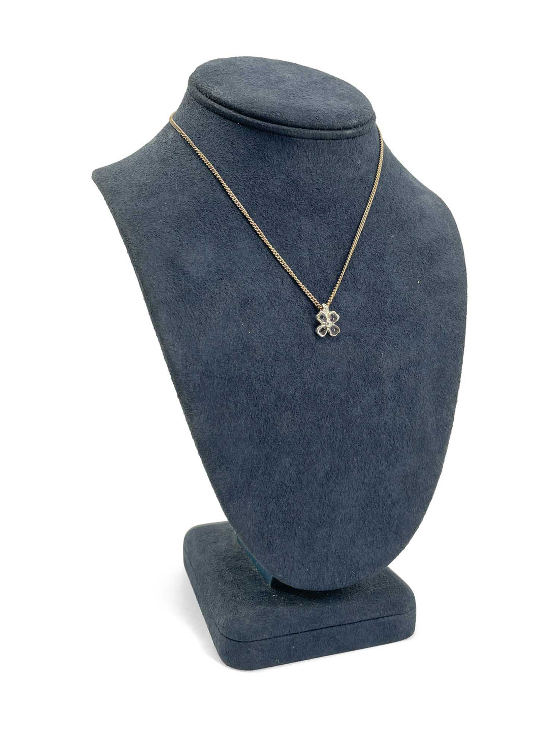 Chanel Good Luck Clover Choker Necklace Purple Stone Silver