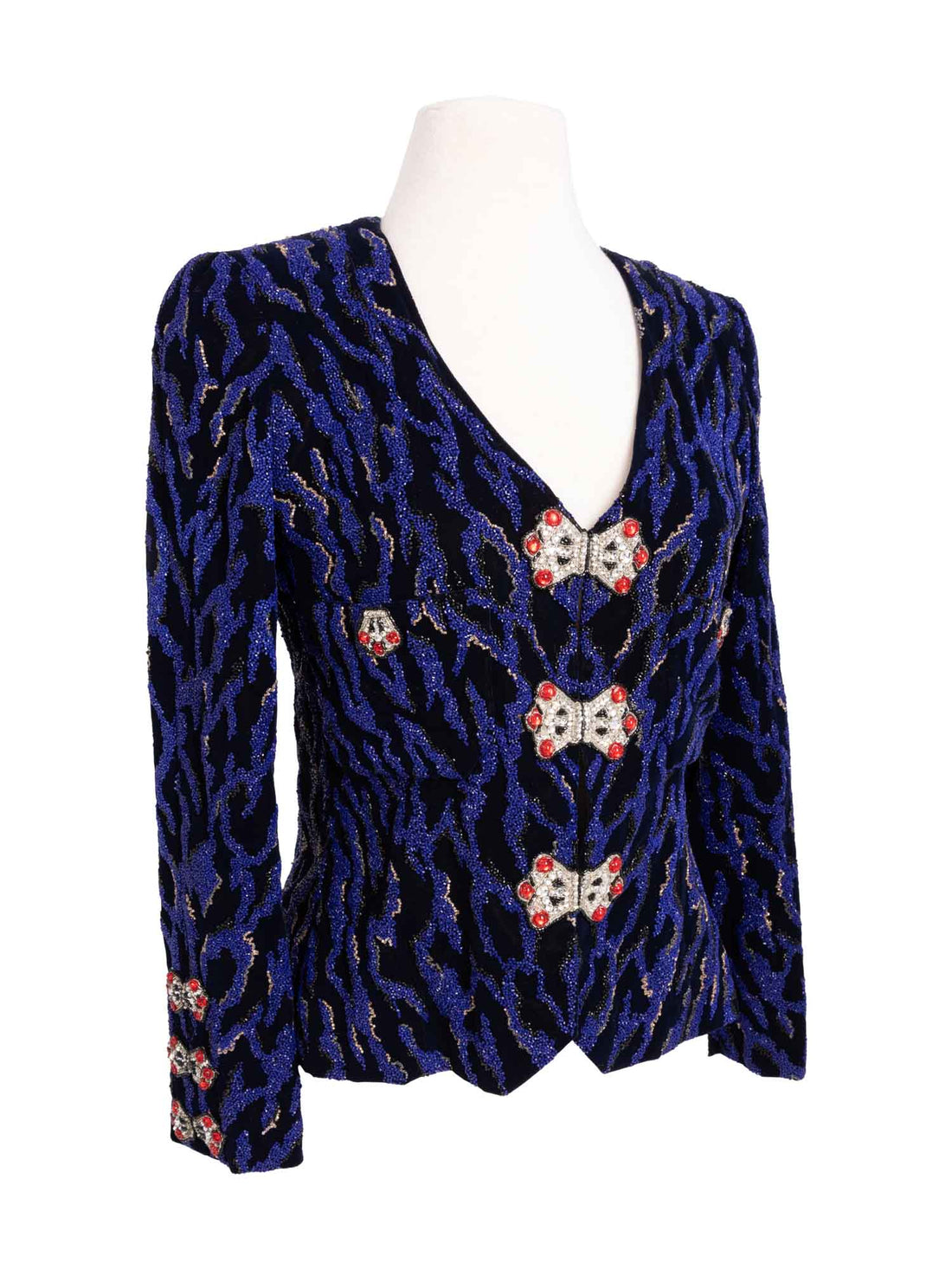 Chanel Haute Couture Beaded Swarovski Fitted Jacket Blue