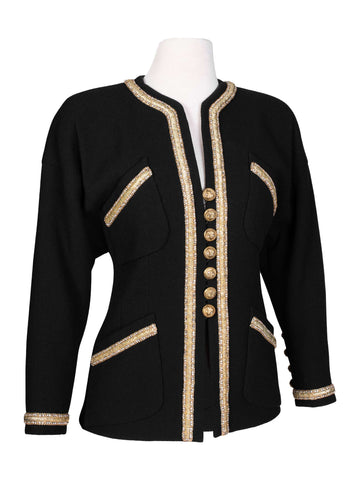 Chanel Haute Couture Tweed Swarovski Crystal Fitted Jacket Black