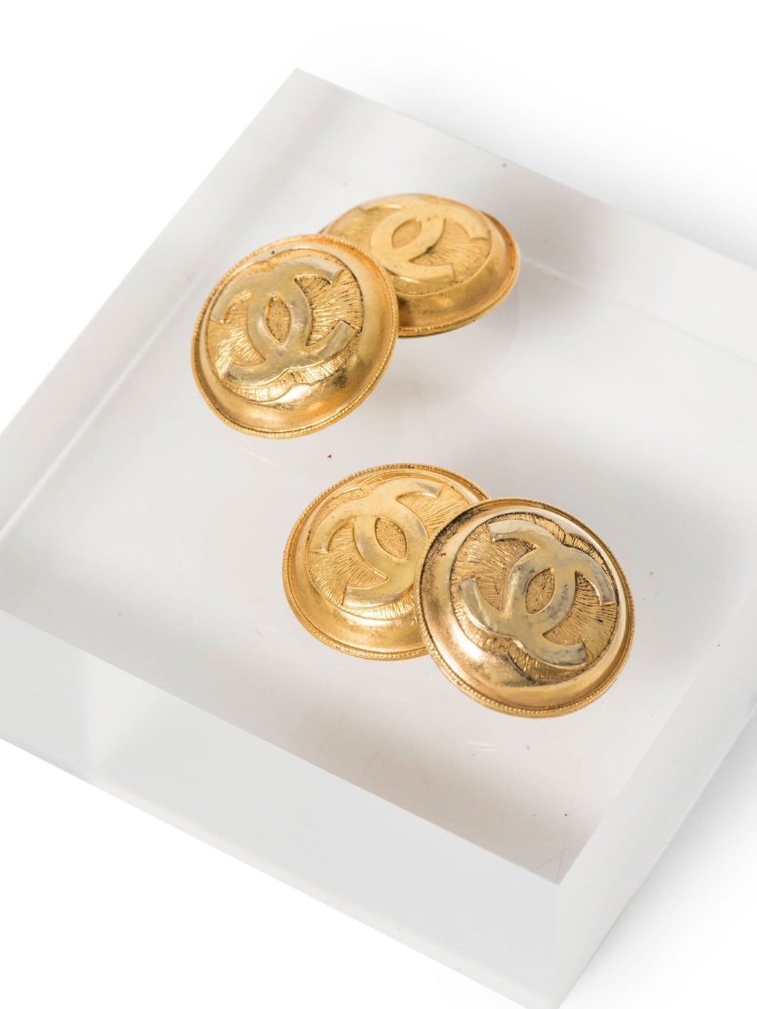 Chanel Jumbo CC Logo 24k Gold Plated Dual Cufflinks