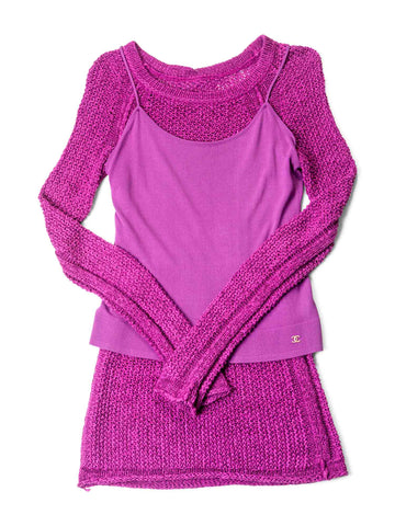 Chanel Knit Sweater Tunic Set Purple