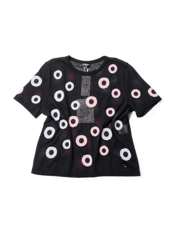 Chanel La Pausa 19C Cotton Polka Dot Striped Top Black