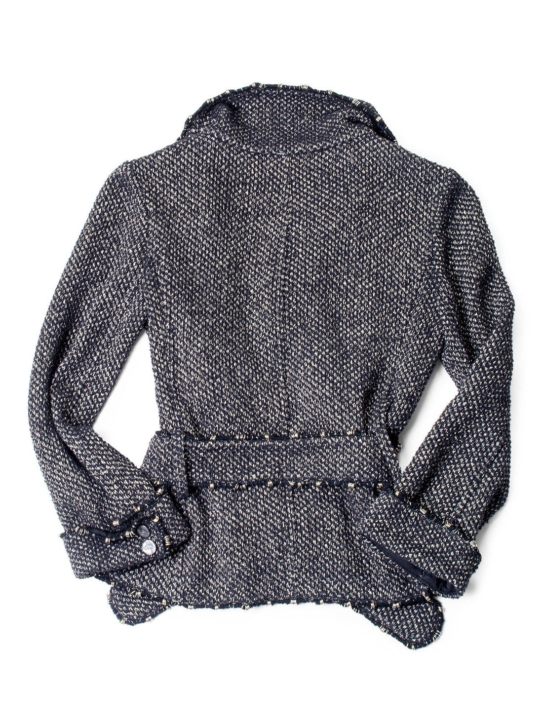 Chanel Lesage Tweed Fringe Fitted Belted Jacket Gold Black