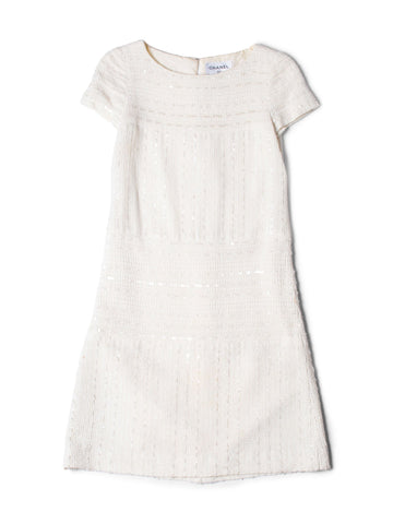 Chanel Lesage Tweed Sequin Midi Dress Ivory
