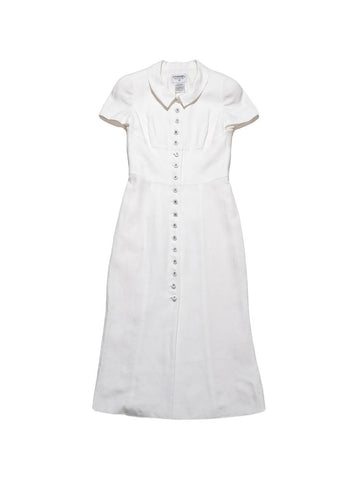 Chanel Linen Button Down Dress White