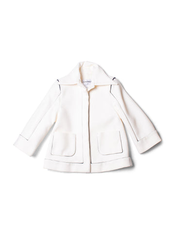 Chanel Logo Cotton Tweed Jacket White Black