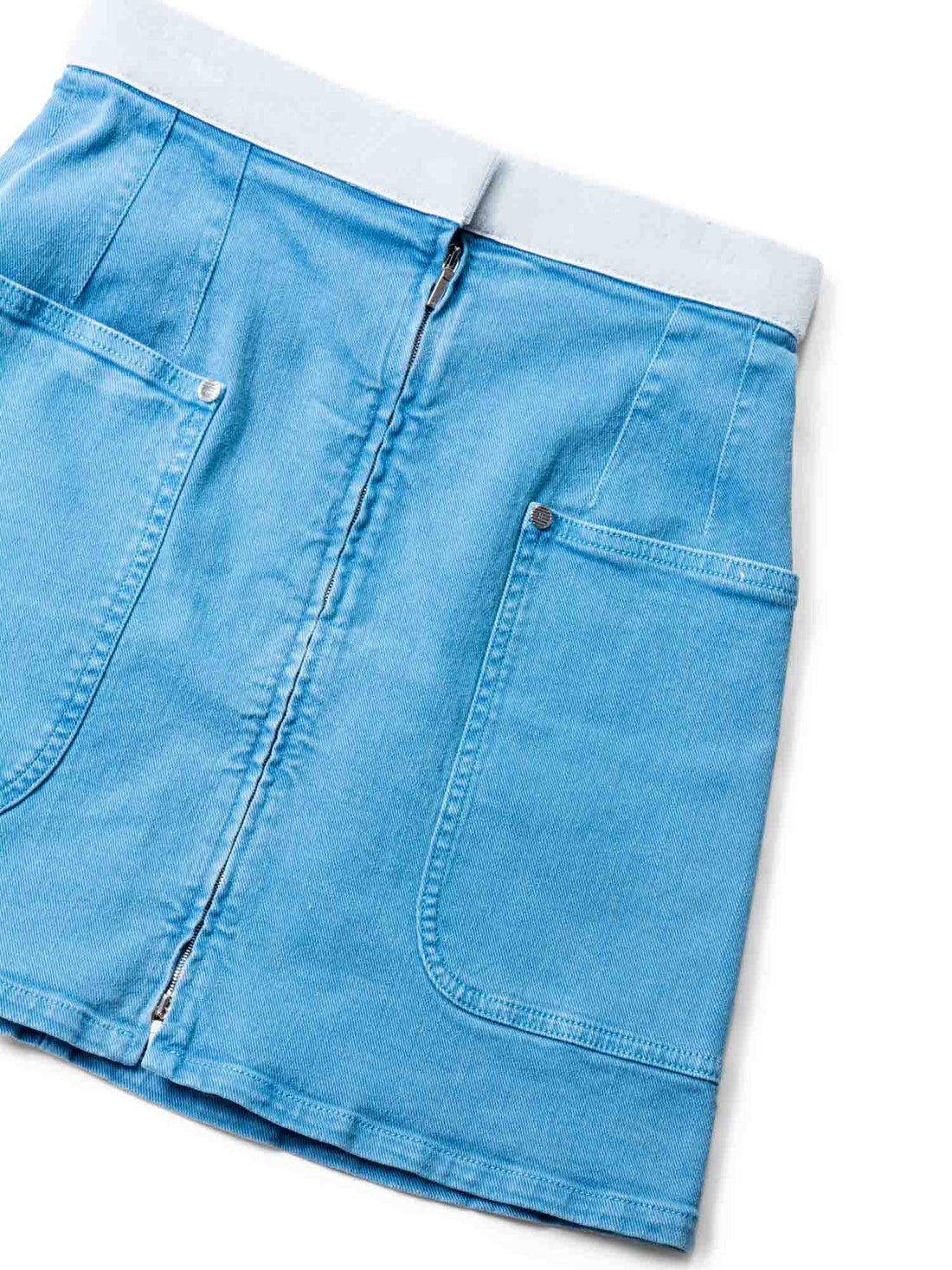 Chanel Logo Denim Mini Skirt Blue