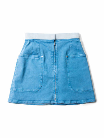 Chanel Logo Denim Mini Skirt Blue