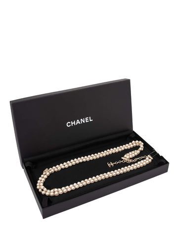 Chanel Pearl CC Logo Long Necklace