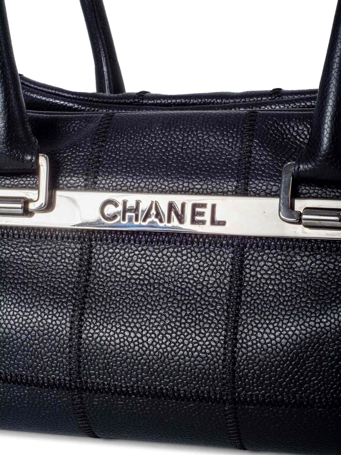 Chanel Quilted Caviar Leather Top Handle Bag Black