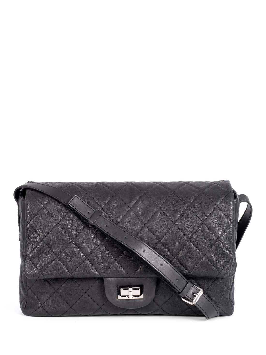 Chanel Quilted Caviar Maxi Reissue Flap Messenger Bag Black