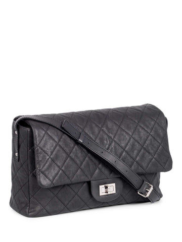 Chanel Quilted Caviar Maxi Reissue Flap Messenger Bag Black