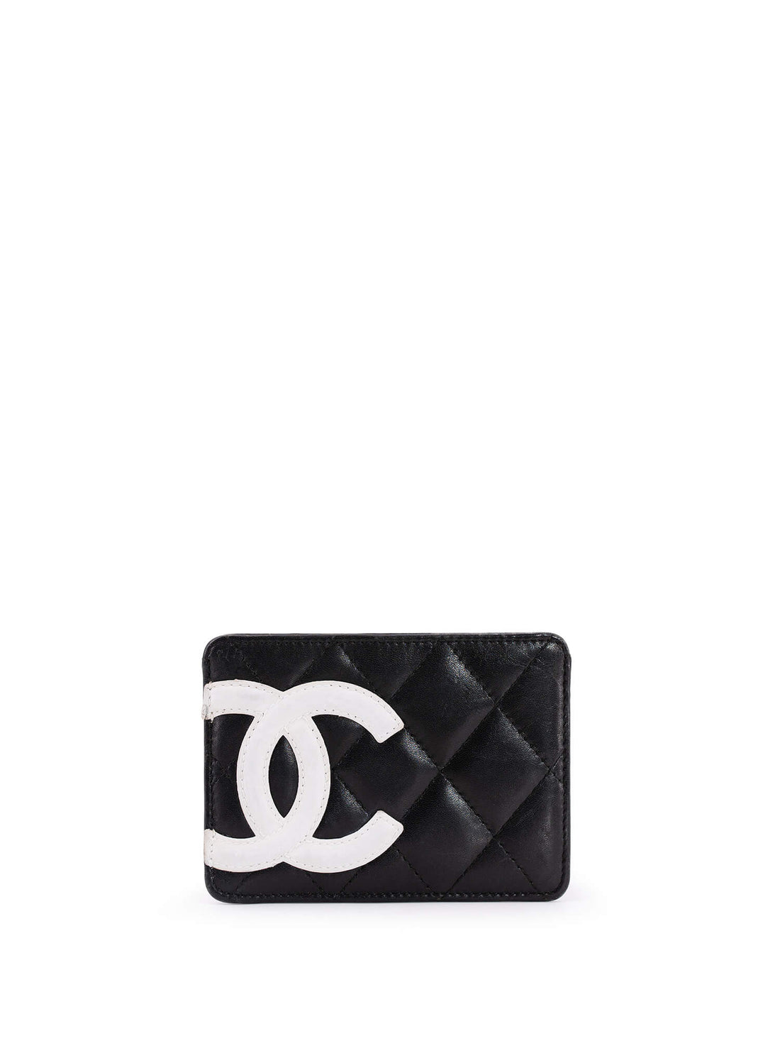 Chanel Quilted Leather CC Cambon Card Holder Wallet Black