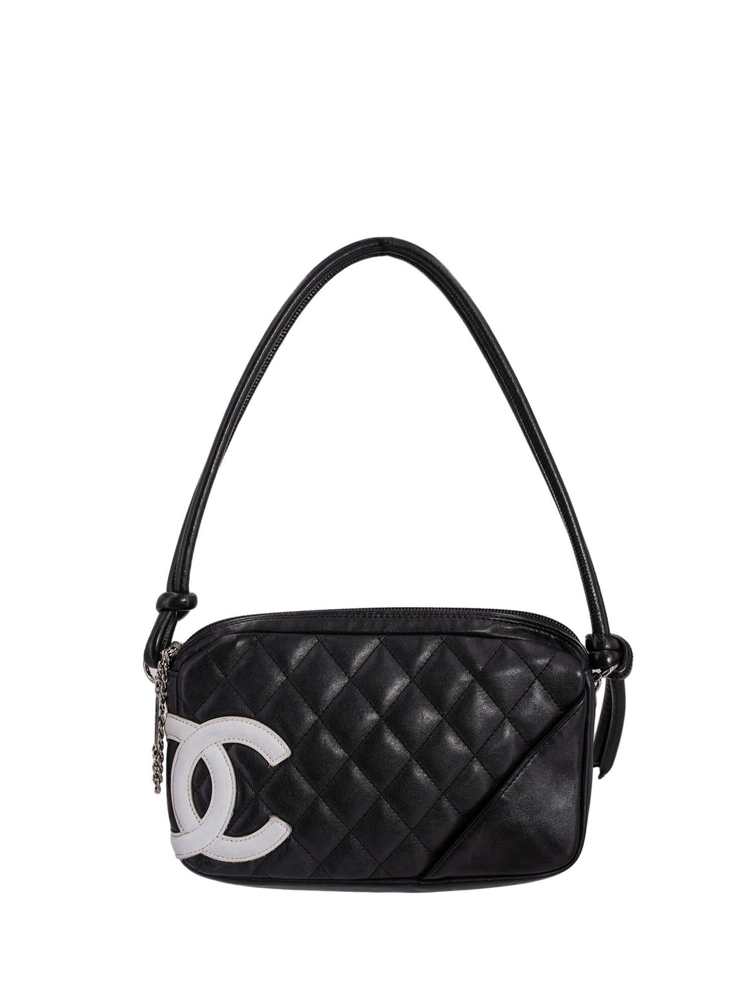 Chanel Quilted Leather CC Cambon Shoulder Bag Black White