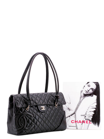 Chanel Quilted Leather CC Flap Maxi Bag Black