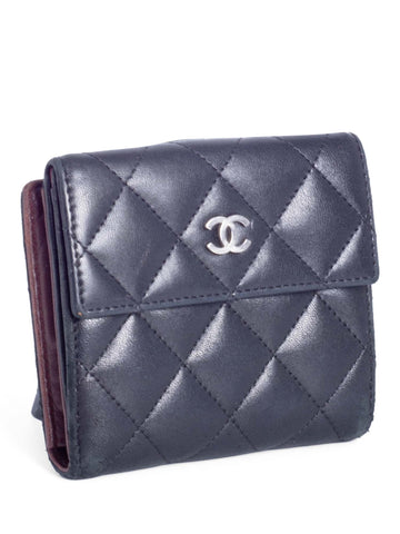 Chanel Quilted Leather CC Logo Bifold Wallet Black