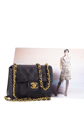 Chanel Quilted Leather Mini Flap Bag Brown