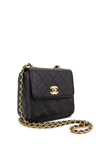 Chanel Quilted Leather Mini Square Flap Bag Black