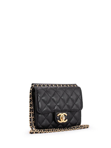 Chanel Quilted Leather Mini Square Flap Bag Black