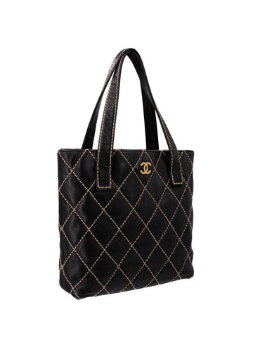 Chanel Quilted Leather Surpique Bag Black