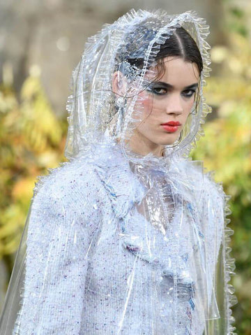 Chanel Runway Fringe Hooded Poncho Coat Clear