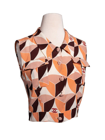 Chanel Silk CC Logo Top Multicolor