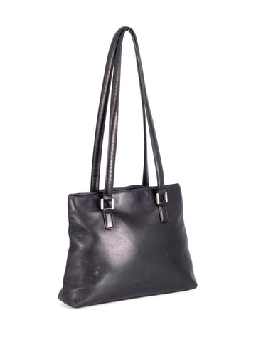 Chanel Soft Leather Logo Shopper Bag Black