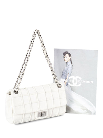 Chanel Square Quilted Leather Medium Reissue Flap Bag White