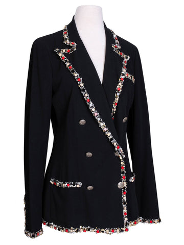 Chanel Tweed Paris-Bombay Crest Beaded Jacket Black
