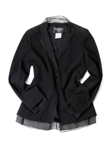 Chanel Wool CC Logo Fitted Jacket Black
