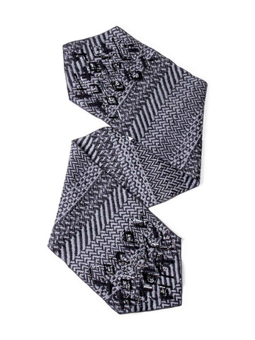 Chanel Wool Embroidered Scarf Grey Black