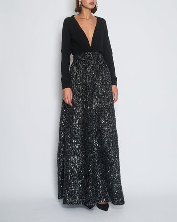 Pearl Street Bags Chanel 20/S Black Mesh Appliqu?© Maxi Skirt Size FR 38 (UK 10)