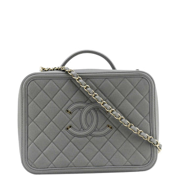 Pearl Street Bags Chanel Vanity Case Filigree CC  Large Caviar Quilted Shoulder Bag Grey
