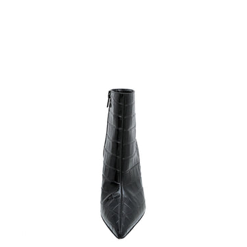 Christian Louboutin Black Croc Slimini Embossed Ankle Boots 38