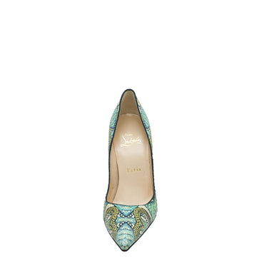 Christian Louboutin Green Multicolor Printed Python Inferno So Kate Pumps 37