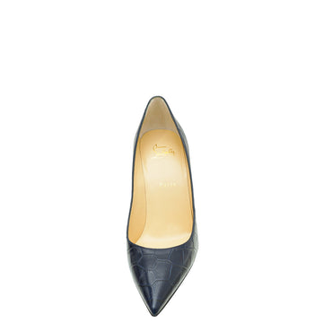 Christian Louboutin Navy Blue Croco-Embossed Kate 110mm Pump 40