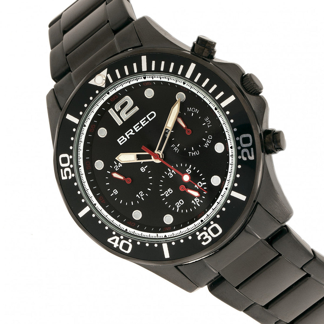 Breed Pegasus Bracelet Watch w/Day/Date  - Black
