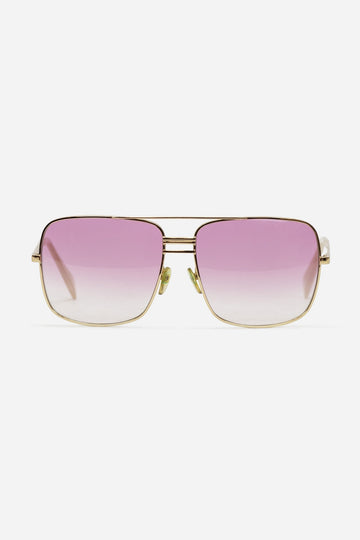 Pink Gradient Lens Wire Frame Sunglasses