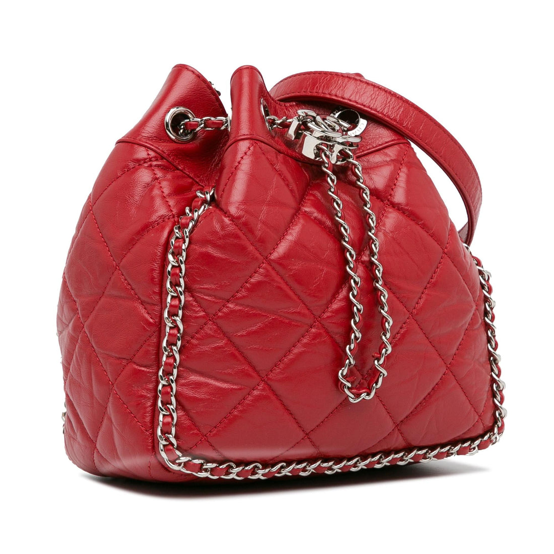 Pearl Street Bags Chanel Aged Calfskin Chain Around Drawstring Bucket (SHG-i7MvxX)