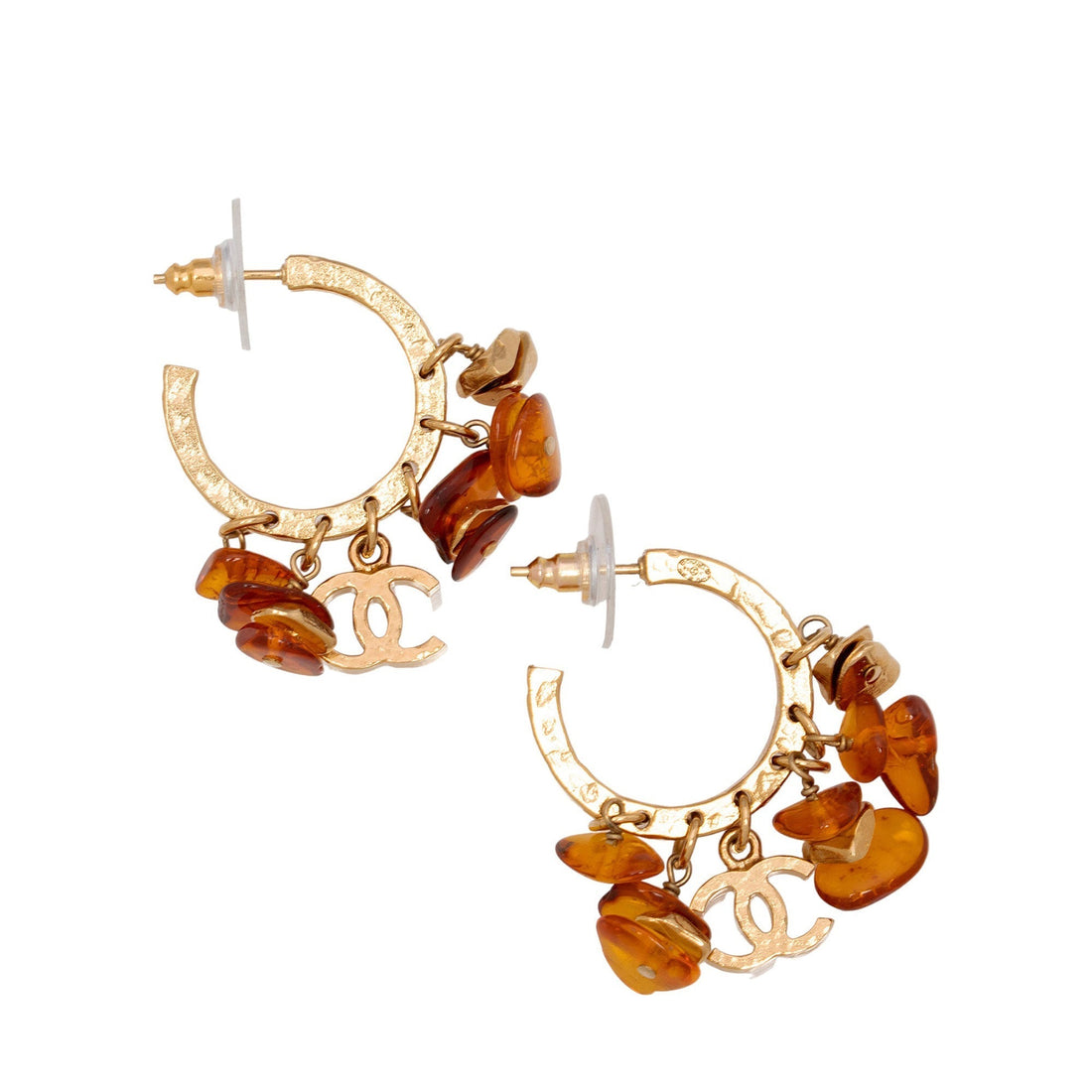 Pearl Street Bags Chanel Amber Beaded Dangle CC Hoop Earrings (SHF-jIdiVW)