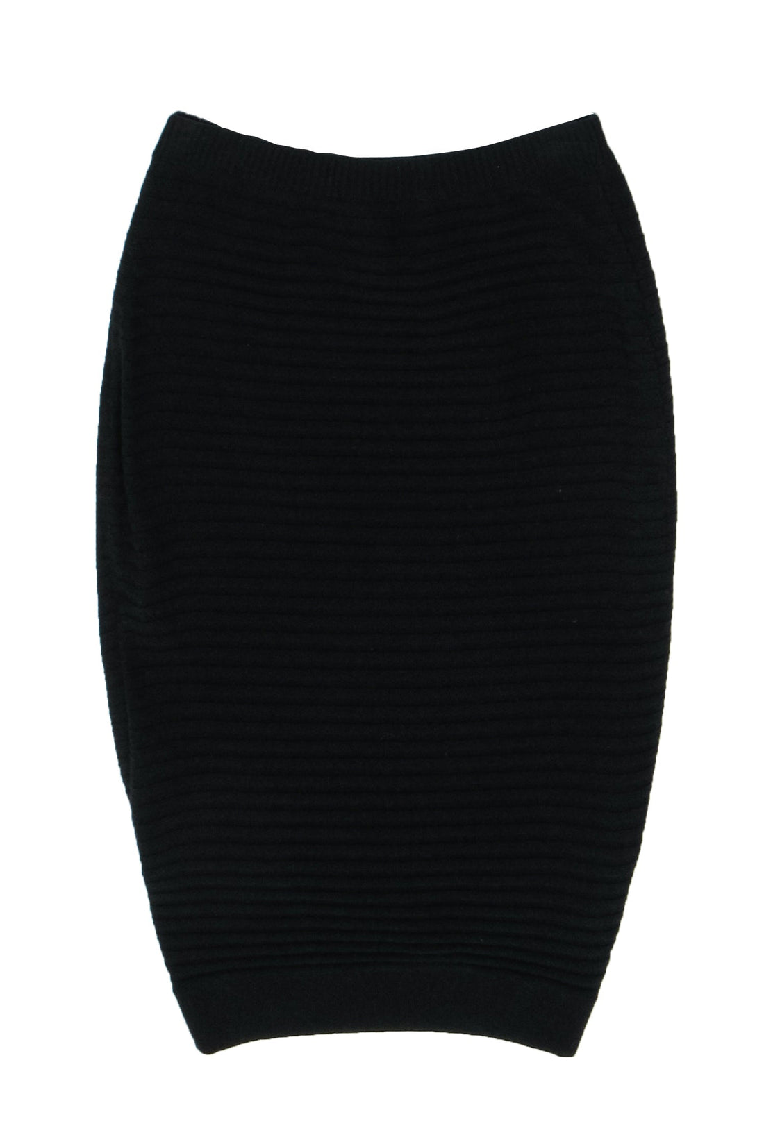 Chanel - Black Cashmere Ribbed Knit Pencil Skirt Sz 6